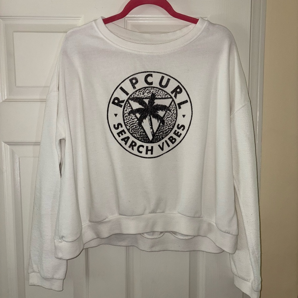 Rip Curl “Search Vibes” White Crewneck Sweatshirt – Size Medium